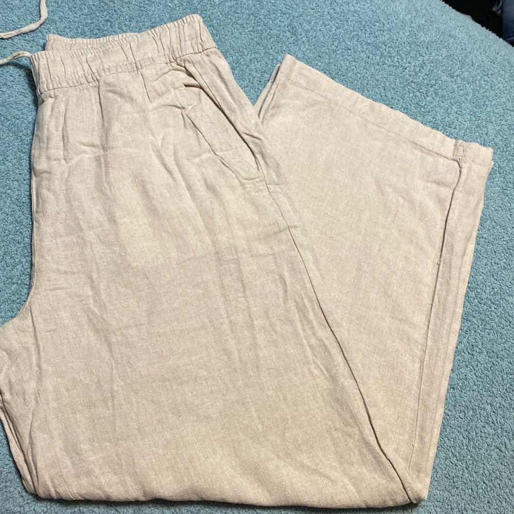 NWOT beige linen trousers